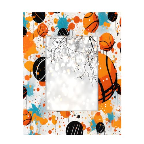 Mexpekil Rechteckiger Bilderrahmen, 12,7 x 17,8 cm, Aquarell-Basketball-Muster, Holz-Bilderrahmen für Schreibtisch, Tischplatte, Wandcollage, Dekoration, Wandmontage, Bilderrahmen ohne Matte Mexpekil Rechteckiger Bilderrahmen, 12,7 x 17,8 cm, Aquarell-Basketball-Muster, Holz-Bilderrahmen für Schreibtisch, Tischplatte, Wandcollage, Dekoration, Wandmontage, Bilderrahmen ohne Matte von Mexpekil