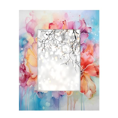 Mexpekil Rechteckiger Bilderrahmen, 12,7 x 17,8 cm, Ombré-Kunstmalerei, Mohnblumen-Holz, Fotorahmen für Schreibtisch, Tischplatte, Wandcollage, Dekoration, Wandmontage, Bilderrahmen ohne Matte von Mexpekil