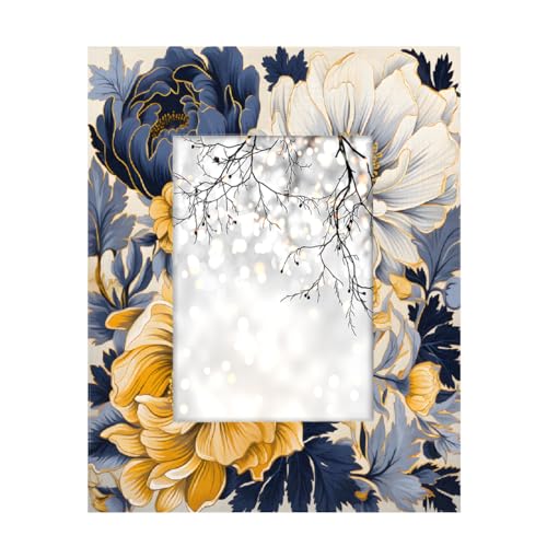 Mexpekil Rechteckiger Bilderrahmen, 12,7 x 17,8 cm, Pfingstrosen, Blumenmuster, Holz, Bilderrahmen für Schreibtisch, Tischplatte, Wandcollage, Dekoration, Wandmontage, Bilderrahmen ohne Matte von Mexpekil