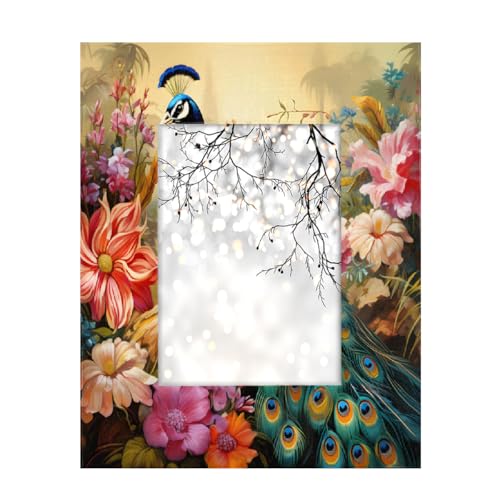 Mexpekil Rechteckiger Bilderrahmen, 12,7 x 17,8 cm, Vintage-Blumen, Pfau, Vogel, Holz, Fotorahmen für Schreibtisch, Tischplatte, Wandcollage, Dekoration, Wandmontage, Bilderrahmen ohne Matte Mexpekil Rechteckiger Bilderrahmen, 12,7 x 17,8 cm, Vintage-Blumen, Pfau, Vogel, Holz, Fotorahmen für Schreibtisch, Tischplatte, Wandcollage, Dekoration, Wandmontage, Bilderrahmen ohne Matte von Mexpekil