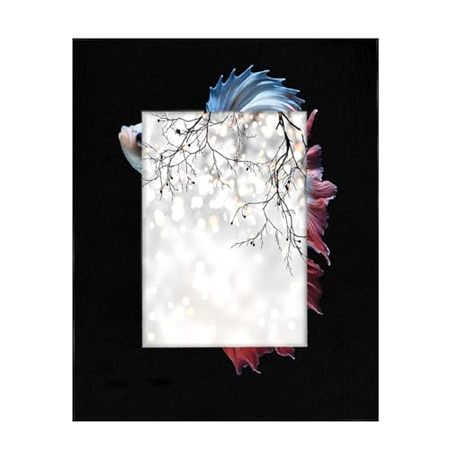 Mexpekil Rechteckiger Bilderrahmen, 12,7 x 17,8 cm, bunt, Betta-Fisch, schwarz, Holz, Fotorahmen für Schreibtisch, Tischplatte, Wandcollage, Dekoration, Wandmontage, Bilderrahmen ohne Matte Mexpekil Rechteckiger Bilderrahmen, 12,7 x 17,8 cm, bunt, Betta-Fisch, schwarz, Holz, Fotorahmen für Schreibtisch, Tischplatte, Wandcollage, Dekoration, Wandmontage, Bilderrahmen ohne Matte von Mexpekil