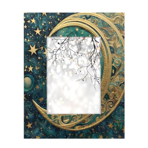 Mexpekil Rechteckiger Bilderrahmen, 12,7 x 17,8 cm, goldener Mond, Stern, Kunst, Holz, Fotorahmen für Schreibtisch, Tischplatte, Wandcollage, Dekoration, Wandmontage, Bilderrahmen ohne Matte Mexpekil Rechteckiger Bilderrahmen, 12,7 x 17,8 cm, goldener Mond, Stern, Kunst, Holz, Fotorahmen für Schreibtisch, Tischplatte, Wandcollage, Dekoration, Wandmontage, Bilderrahmen ohne Matte von Mexpekil