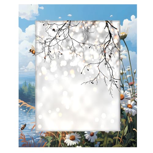 Mexpekil Rechteckiger Bilderrahmen, 28 x 35 cm, Frühlingsblumen, Gänseblümchen, Biene, Holz, Fotorahmen für Schreibtisch, Tischplatte, Wandcollage, Dekoration, Wandmontage, Bilderrahmen ohne Matte Mexpekil Rechteckiger Bilderrahmen, 28 x 35 cm, Frühlingsblumen, Gänseblümchen, Biene, Holz, Fotorahmen für Schreibtisch, Tischplatte, Wandcollage, Dekoration, Wandmontage, Bilderrahmen ohne Matte von Mexpekil