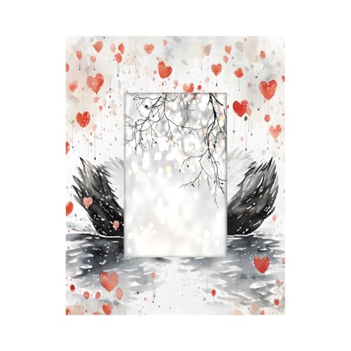 Mexpekil Rechteckiger Bilderrahmen 10,2 x 15,2 cm, Herzmuster, Schwan, Holz, Fotorahmen für Schreibtisch, Tischplatte, Wandcollage, Dekoration, Wandmontage, Bilderrahmen ohne Matte Mexpekil Rechteckiger Bilderrahmen 10,2 x 15,2 cm, Herzmuster, Schwan, Holz, Fotorahmen für Schreibtisch, Tischplatte, Wandcollage, Dekoration, Wandmontage, Bilderrahmen ohne Matte von Mexpekil