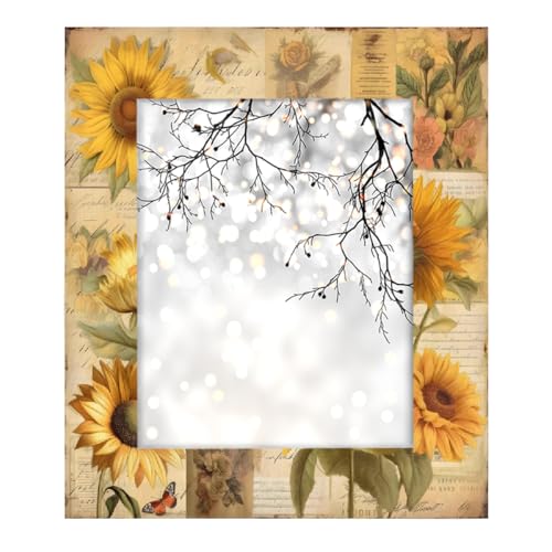 Mexpekil Rechteckiger Bilderrahmen 20,3 x 25,4 cm, Retro-Zeitung, Sonnenblumen, Holz, Fotorahmen für Schreibtisch, Tischplatte, Wandcollage, Dekoration, Wandmontage, Bilderrahmen ohne Matte Mexpekil Rechteckiger Bilderrahmen 20,3 x 25,4 cm, Retro-Zeitung, Sonnenblumen, Holz, Fotorahmen für Schreibtisch, Tischplatte, Wandcollage, Dekoration, Wandmontage, Bilderrahmen ohne Matte von Mexpekil