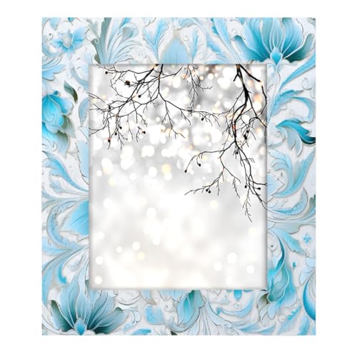Mexpekil Rechteckiger Bilderrahmen aus Holz, 20,3 x 25,4 cm, Vintage-Stil, Blaugrün, Blumen, Holz-Bilderrahmen für Schreibtisch, Tischplatte, Wandcollage, Dekoration, Wandmontage, Bilderrahmen ohne Mexpekil Rechteckiger Bilderrahmen aus Holz, 20,3 x 25,4 cm, Vintage-Stil, Blaugrün, Blumen, Holz-Bilderrahmen für Schreibtisch, Tischplatte, Wandcollage, Dekoration, Wandmontage, Bilderrahmen ohne von Mexpekil