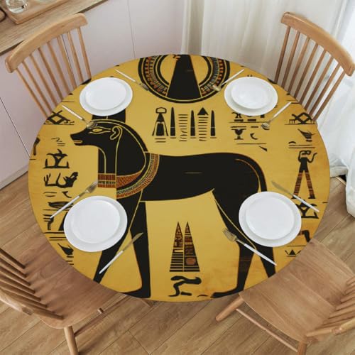 Mexpekil Runde Tischdecke, Antikes Ägypten, runde Tischdecke, elastisch, wasserdicht, Tischdecke für drinnen und draußen, Küche, Garten, Esszimmer, M von Mexpekil