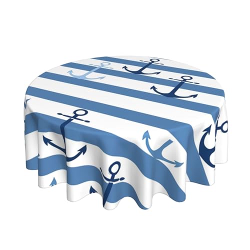 Mexpekil Runde Tischdecke, wasserdicht, abwischbar, blau, gestreift, für Esstisch, Teetisch, Outdoor, 152 cm Mexpekil Runde Tischdecke, wasserdicht, abwischbar, blau, gestreift, für Esstisch, Teetisch, Outdoor, 152 cm von Mexpekil