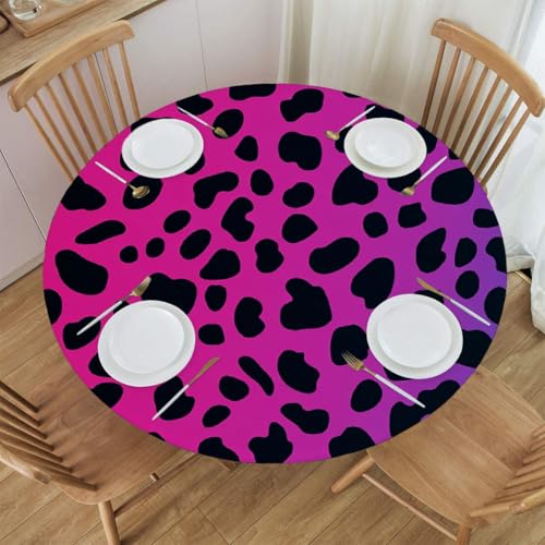 Mexpekil Runde Tischdeckenbezüge, neonrosa und blauer Farbverlauf, runde Tischdecke, elastisch, wasserdicht, Tischdecke für drinnen und draußen, Küche, Garten, Esszimmer, M von Mexpekil