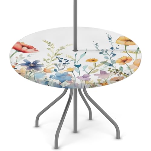 Mexpekil Tischdecke, wasserfest, öldicht, mit Schirmloch und Reißverschluss, für den Außenbereich, runde Tischdecke für Picknick, Garten, Outdoor, 91,4–111,8 cm Mexpekil Tischdecke, wasserfest, öldicht, mit Schirmloch und Reißverschluss, für den Außenbereich, runde Tischdecke für Picknick, Garten, Outdoor, 91,4–111,8 cm von Mexpekil
