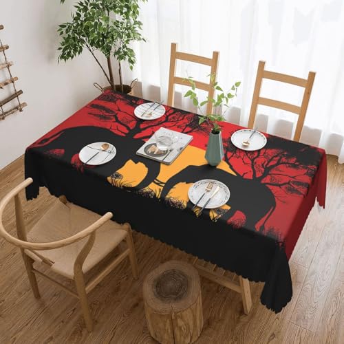 Mexpekil Tischdecke mit Elefanten-Sonnenuntergang, abwischbar, wasserdicht, schmutzabweisend, Tischschutz, Dekoration, rechteckige Tischdecke für drinnen und draußen, 137 x 183 cm von Mexpekil