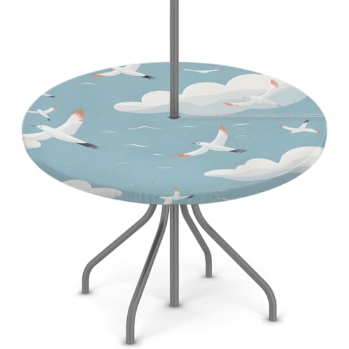 Tischdecke, wasserdicht, öldicht, mit Schirmloch und Reißverschluss, für den Außenbereich, runde Tischdecke für Picknick, Garten, Outdoor, 91,4–111,8 cm Tischdecke, wasserdicht, öldicht, mit Schirmloch und Reißverschluss, für den Außenbereich, runde Tischdecke für Picknick, Garten, Outdoor, 91,4–111,8 cm von Mexpekil