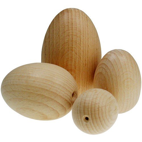 Holzeier Buche roh, 40x60mm, halbgebohrt Ø 3,5mm, 15 Stück von Meyco Hobby