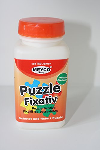 Meyco Hobby Puzzlekleber Fixativ 120 ml - Inkl. Applikator zum Auftragen - Für bis zu 2000 Teile Puzzles - Fixieren Sie Ihre Puzzles ohne Bilder-Rahmen von Meyco Hobby