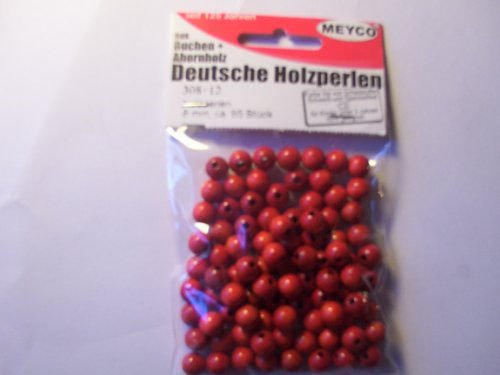 Holzperlen in Hellrot 8mm - 85 Stück. Schweiß & Speichelecht. von Meyco