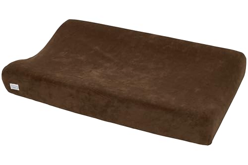 Meyco Baby Velvet Wickelauflagenbezug (Moderne Wickelunterlage aus Samtstoff, 100% Baumwolle, weich, hautfreundlich, waschbar & trocknergeeignet, Größe: 50 x 70 cm), Chocolate von Meyco