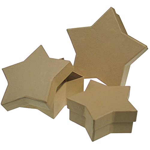 Meyco Stern Pappschachtel Deckeldose Dosen 3er Set - Stern - 15x15x5 cm / 13x13x5 cm / 11x11x5 cm - Geburtstag - Giftbox von Meyco
