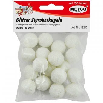 Meyco Styropor Kugeln Glitzer Weiß Iris/Irisierend 20mm - 18 Stück Meyco Styropor Kugeln Glitzer Weiß Iris/Irisierend 20mm - 18 Stück von Meyco