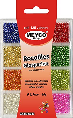 Rocailles Mini Glasperlen mit Silbereinzug von Meyco