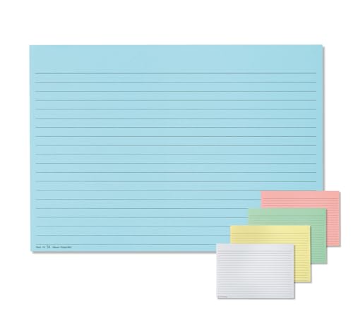 200 Karteikarten DIN A5 liniert, quer |Einlegekarten für Karteitaschen, Karteikarten |190g/m² Karton| Farbe: blau von Meyer-Wagenfeld