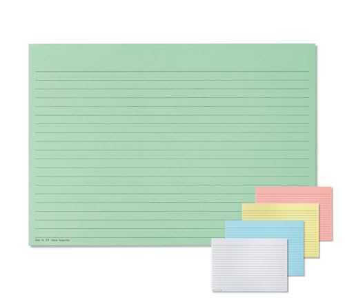 500 Karteikarten DIN A5 liniert, quer |Einlegekarten für Karteitaschen, Karteikarten |190g/m² Karton| Farbe: grün von Meyer-Wagenfeld