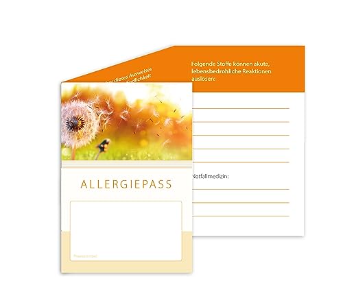 Allergiepass | Zum Eintragen aller Allergien des Passinhabers | DIN A7 Format, 6-seitig | 100 Stück von Meyer-Wagenfeld