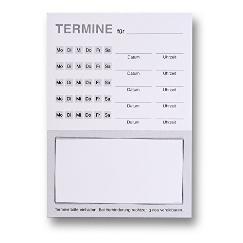 Terminblock für Arztpraxen, Friseure, Kosmetik, Fußpflege, uvm.|DIN A7 Hoch-Format | Bis zu 5 Termine|100 Blatt je Block von Meyer-Wagenfeld