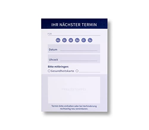 Meyer-Wagenfeld | Terminblock für Ärzte, Zahnärzte und Heilberufe | 200 Blatt | 100 Blatt je Block | DIN A7 | ein Termin pro Terminzettel | blau von Meyer-Wagenfeld