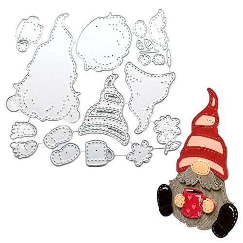 Mezrkuwr Weihnachtszwerg Metall-Stanzformen, Stanzformen, Frühlingsblume, Weihnachtszwerg, Stanzformen, Metallschnitt-Schablonen, DIY Scrapbooking, Weihnachtskarte von Mezrkuwr