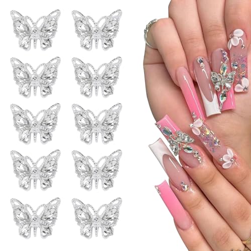 Mezrkuwr 10 Stück Schmetterlings nail charms Nagel Charms Silber Metall Schmetterlings Nagel Kunst Anhänger Strasssteine charms für Nägel Nagel-Edelsteine Schmuck Mezrkuwr 10 Stück Schmetterlings nail charms Nagel Charms Silber Metall Schmetterlings Nagel Kunst Anhänger Strasssteine charms für Nägel Nagel-Edelsteine Schmuck von Mezrkuwr