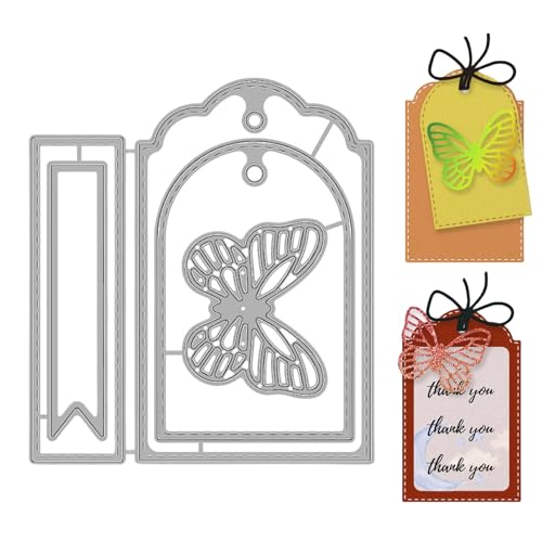 Mezrkuwr Schmetterlings-Stanzform, Etiketten-Tag-Stanzform für die Kartenherstellung, alles Gute zum Geburtstag für DIY-Handwerk, Scrapbooking, Segen, Grußkarten-Dekor von Mezrkuwr