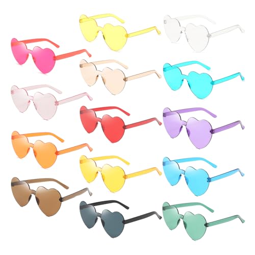 Mezzar Herz Brille, 14 Stück Randlose Retro Love Partybrillen, Herz Sonnenbrille Hippie Gläser Farbverlauf für Fotografie Party Hochzeit Karneval Fasching Halloween Festival Accessoires Mezzar Herz Brille, 14 Stück Randlose Retro Love Partybrillen, Herz Sonnenbrille Hippie Gläser Farbverlauf für Fotografie Party Hochzeit Karneval Fasching Halloween Festival Accessoires von Mezzar