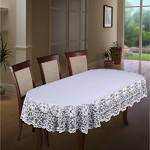 MforStyle Tischdecke aus Spitze, oval, 140 x 220 cm, Weiß von MforStyle