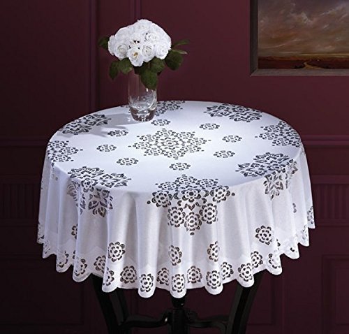 MforStyle ovale Tischdecke, weiß, groß oder mittelgroß, Premium-Qualität, Polyester, weiß, 49" (125cm) ROUND von MforStyle