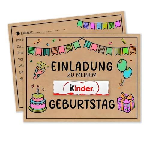 15 Einladungskarten Kindergeburtstag Kraftpapier Jungen Mädchen zum Ausmalen DIY kreative Geburtstagseinladungen Partyeinladungen inkl 15 Briefumschlägen (1) von Mfqire