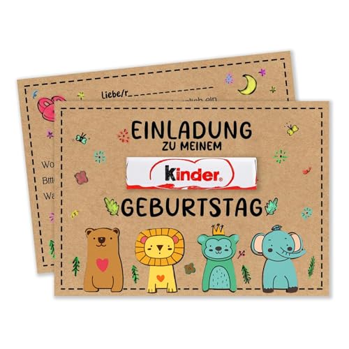 15 Einladungskarten Kindergeburtstag Kraftpapier Jungen Mädchen zum Ausmalen DIY kreative Geburtstagseinladungen Partyeinladungen inkl 15 Briefumschlägen (3) von Mfqire