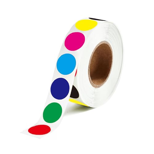 Markierungspunkte – 700 Stück Bunte Klebepunkte auf Rolle,20x20 mm - 7 Farbzyklen,Glue Dots,Selbstklebende,Runde Aufkleber perfekt für Kennzeichnung im Büro,Kleine Sticker Rund (1 Roll-700 Stück) von Mfqire