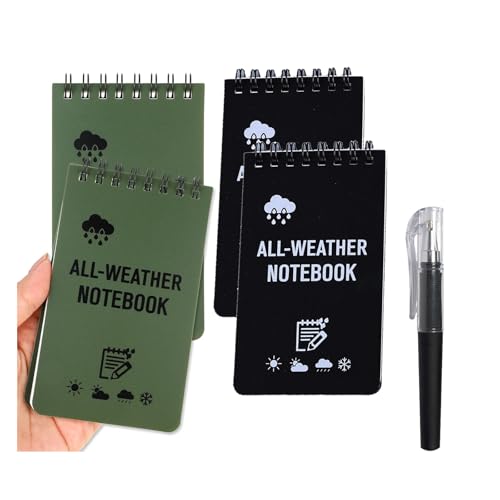 Mini Wasserdichtes Notizbuch A7 Klein mit Stiften – Pocket Spiral Ringbuch mit Skala, Wasserfestes Papier Heft & Reporterblock, Allwetter Feldnotizen für Outdoor Aktivitäten und Reisen (Grün/Schwarz) Mini Wasserdichtes Notizbuch A7 Klein mit Stiften – Pocket Spiral Ringbuch mit Skala, Wasserfestes Papier Heft & Reporterblock, Allwetter Feldnotizen für Outdoor Aktivitäten und Reisen (Grün/Schwarz) von Mfqire