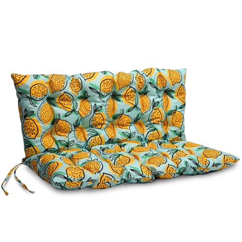 Mg Design Bankauflage 120 x 50 x 50 cm Kissen Zitrone 01 - Sitzkissen & Rückenkissen aus Polsterstoff, mit weicher Füllung, mit Schnüren zum Binden - Gartenbankauflage, Bankkissen Mg Design Bankauflage 120 x 50 x 50 cm Kissen Zitrone 01 - Sitzkissen & Rückenkissen aus Polsterstoff, mit weicher Füllung, mit Schnüren zum Binden - Gartenbankauflage, Bankkissen von Mg Design