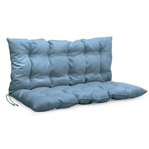 Mg Design Bankauflage 120 x 50 x 50 cm Kissen blau - Sitzkissen & Rückenkissen aus Polsterstoff, mit weicher Füllung, mit Schnüren zum Binden - Gartenbankauflage, Bankkissen Mg Design Bankauflage 120 x 50 x 50 cm Kissen blau - Sitzkissen & Rückenkissen aus Polsterstoff, mit weicher Füllung, mit Schnüren zum Binden - Gartenbankauflage, Bankkissen von Mg Design