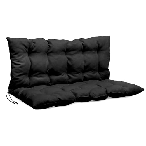 Mg Design Bankauflage 120 x 50 x 50 cm Kissen schwarz - Sitzkissen & Rückenkissen aus Polsterstoff, mit weicher Füllung, mit Schnüren zum Binden - Gartenbankauflage, Bankkissen Mg Design Bankauflage 120 x 50 x 50 cm Kissen schwarz - Sitzkissen & Rückenkissen aus Polsterstoff, mit weicher Füllung, mit Schnüren zum Binden - Gartenbankauflage, Bankkissen von Mg Design