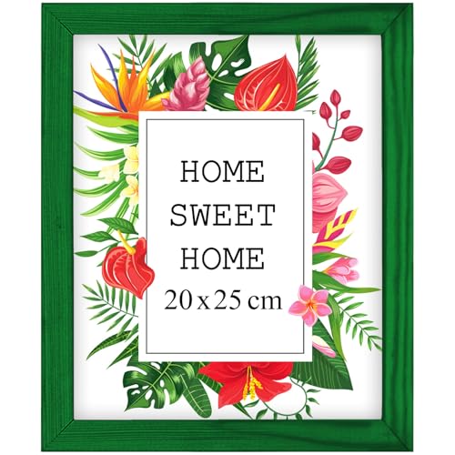 Mg Design Bilderrahmen 20x25 cm - Farbe Grün, aus Holz, mit Acrylglas - zum vertikalen oder horizontalen Aufhängen, ohne Hintergrund, für Fotos, Poster, Puzzles von Mg Design
