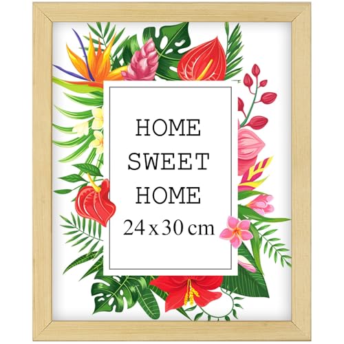 Mg Design Bilderrahmen 24x30 cm - Farbe Natur, aus Holz, mit Acrylglas - zum vertikalen oder horizontalen Aufhängen, ohne Hintergrund, für Fotos, Poster, Puzzles von Mg Design