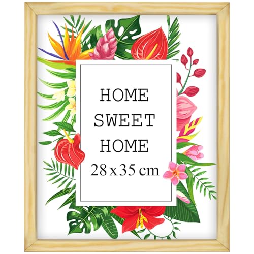 Mg Design Bilderrahmen 28x35 cm - Farbe Natur, aus Holz, mit Acrylglas - zum vertikalen oder horizontalen Aufhängen, ohne Hintergrund, für Fotos, Poster, Puzzles von MG Design