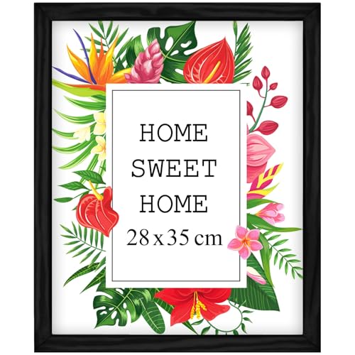 Mg Design Bilderrahmen 28x35 cm - Farbe Schwarz aus Holz, mit Acrylglas - zum vertikalen oder horizontalen Aufhängen/Aufstellen, für Fotos, Poster, Puzzles von MG Design