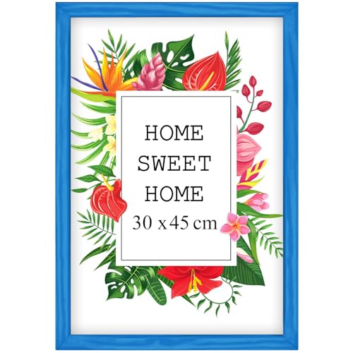 Mg Design Bilderrahmen 30x45 cm - Farbe Blau, aus Holz, mit Acrylglas - zum vertikalen oder horizontalen Aufhängen/Aufstellen, für Fotos, Poster, Puzzles Mg Design Bilderrahmen 30x45 cm - Farbe Blau, aus Holz, mit Acrylglas - zum vertikalen oder horizontalen Aufhängen/Aufstellen, für Fotos, Poster, Puzzles von Mg Design