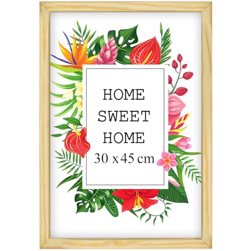 Mg Design Bilderrahmen 30x45 cm - Farbe Natur, aus Holz, mit Acrylglas - zum vertikalen oder horizontalen Aufhängen, ohne Hintergrund, für Fotos, Poster, Puzzles von MG Design