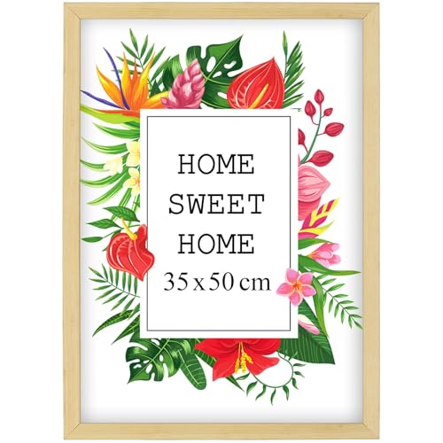 Mg Design Bilderrahmen 35x50 cm - Farbe Natur, aus Holz, mit Acrylglas - zum vertikalen oder horizontalen Aufhängen, ohne Hintergrund, für Fotos, Poster, Puzzles von Mg Design