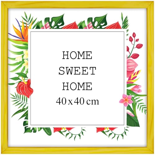 Mg Design Bilderrahmen 40x40 cm - Farbe Gelb, aus Holz, mit Acrylglas - zum vertikalen oder horizontalen Aufhängen, ohne Hintergrund, für Fotos, Poster, Puzzles von Mg Design