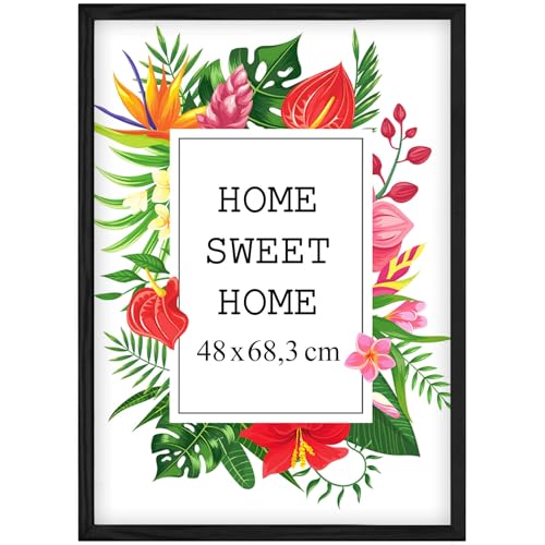 Mg Design Bilderrahmen 48x68,3 cm - Farbe Schwarz aus Holz, mit Acrylglas - zum vertikalen oder horizontalen Aufhängen/Aufstellen, für Fotos, Poster, Puzzles von Mg Design